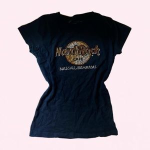 Hard Rock Cafe bedazzled black shirt